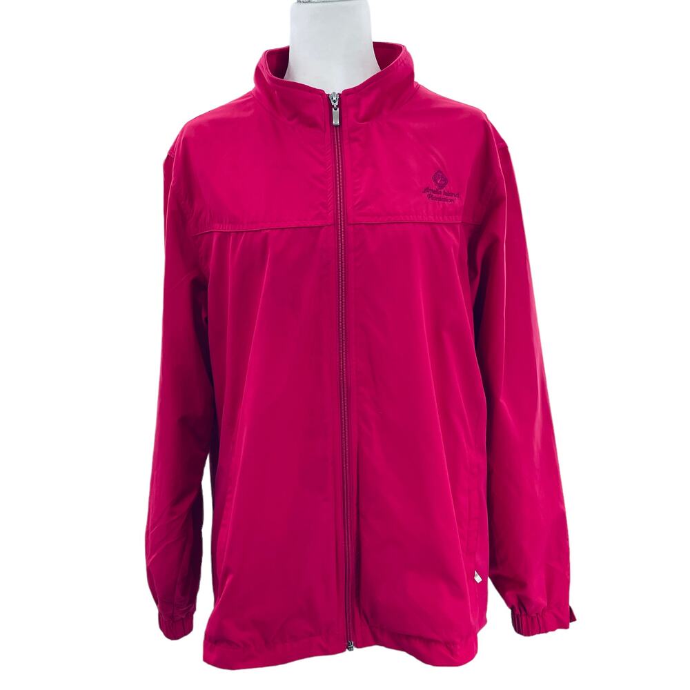 Kate Lord Pink Nylon Full Front Zip Jacket Amelia Island plantation Women Sz XL